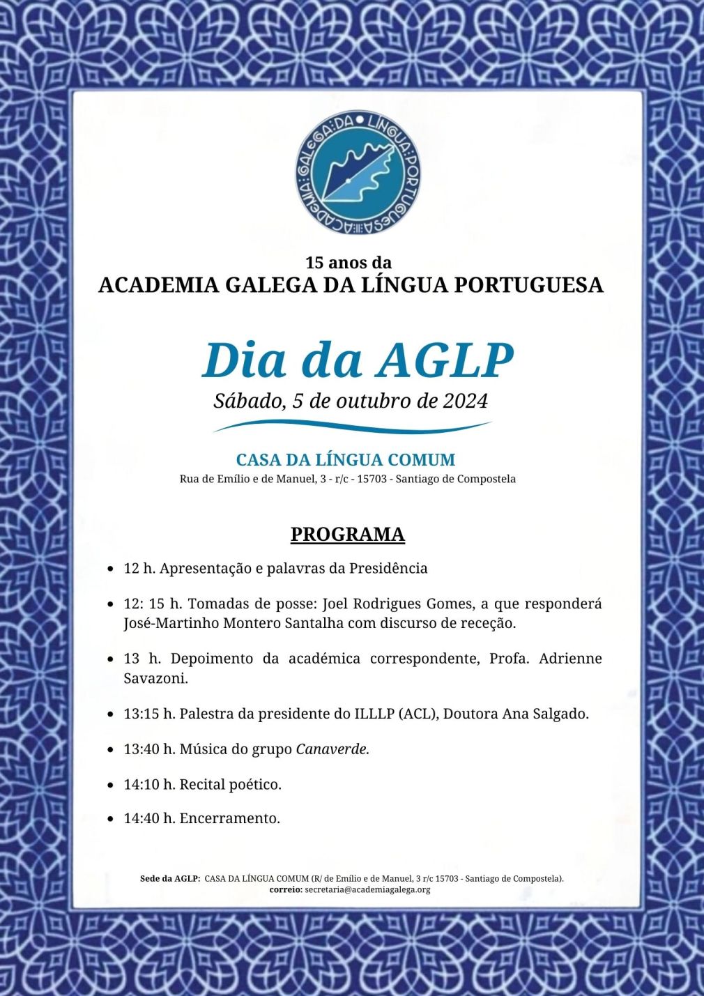 Dia da AGLP 2024. Presença de Portugal e do Brasil na celebração do XVI Aniversário. VER EVENTO AO VIVO